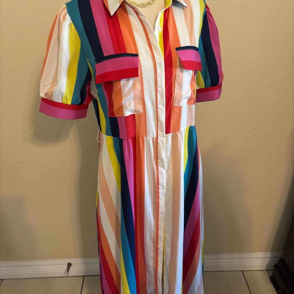 SHEIN Multicolor Striped Midi Dress